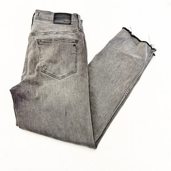 Madewell Stovepipe Gray Wash Straight Leg Denim Jeans Raw Hem Size 26 AA595 - Picture 9 of 9